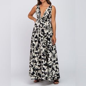 Pink Blush - Aakaa Black Floral Sleeveless Maternity Maxi Dress - S